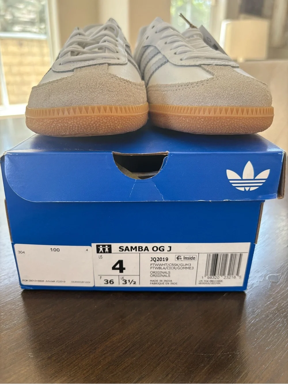 adidas White & Light blue Retro Court Sneakers kids